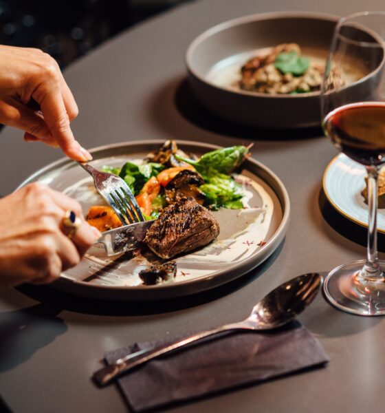 Museum café with art, dining, and cultural visitors