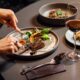 Museum café with art, dining, and cultural visitors